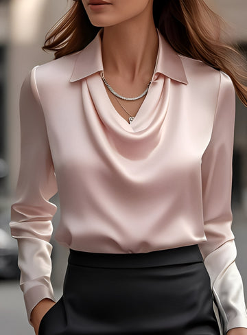 Terry - Moderne Langarm-Plissee-Bluse