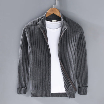 Jeffrey - Men's Cardigan with Contemporary Zipper