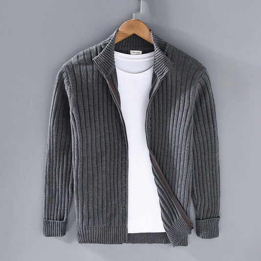 Jeffrey - Men's Cardigan with Contemporary Zipper