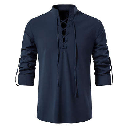 Josué - Stylish men's shirt with V-neck and lace