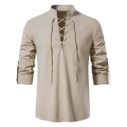 Josué - Stylish men's shirt with V-neck and lace