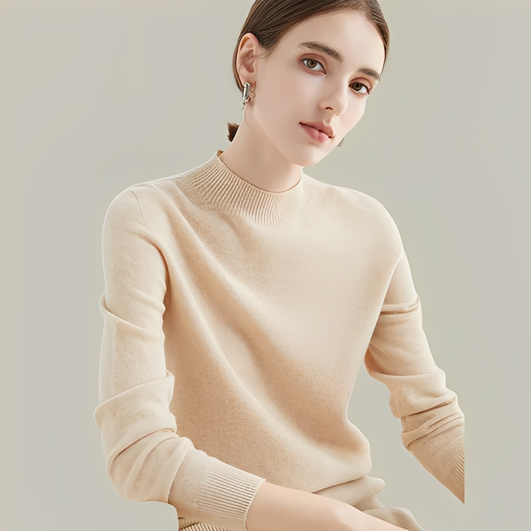 Martine - Wool Slim Fit Sweater with High Collar for Women