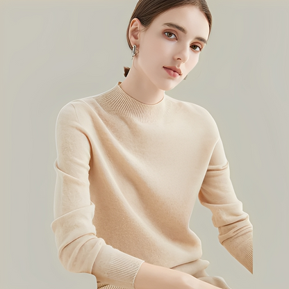 Martine - Wool Slim Fit Sweater with High Collar for Women