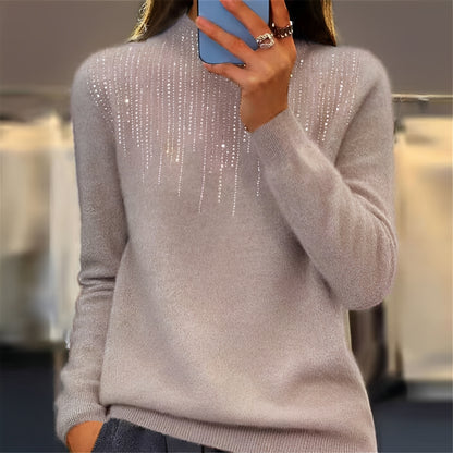 Lucia - Glitzernder Pullover mit halbhohem Rollkragen für Damen