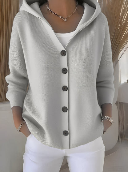Ryanne - Cozy Long Sleeve Cardigan with Hood for Women