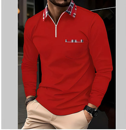 Florent - long-sleeve polo for men with zipper