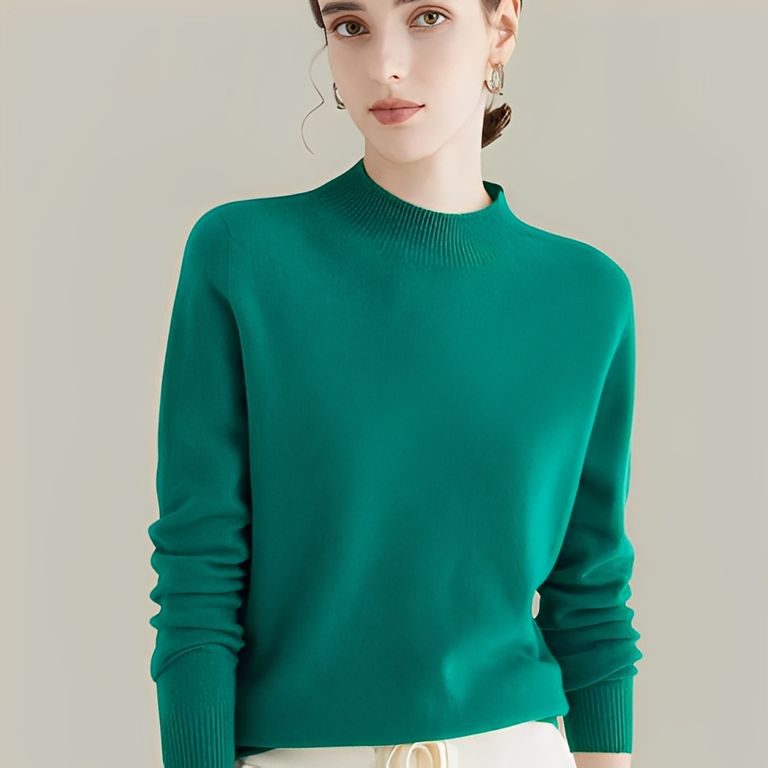 Martine - Wool Slim Fit Sweater with High Collar for Women