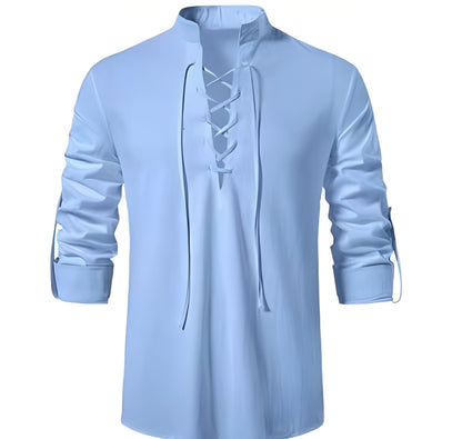 Josué - Stylish men's shirt with V-neck and lace