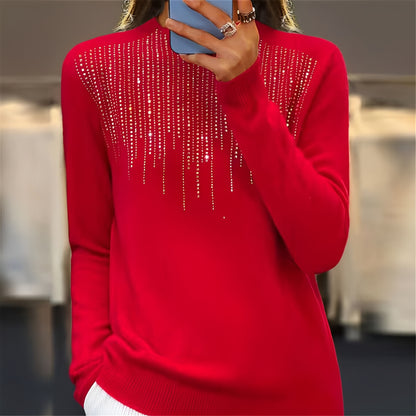 Lucia - Glitzernder Pullover mit halbhohem Rollkragen für Damen