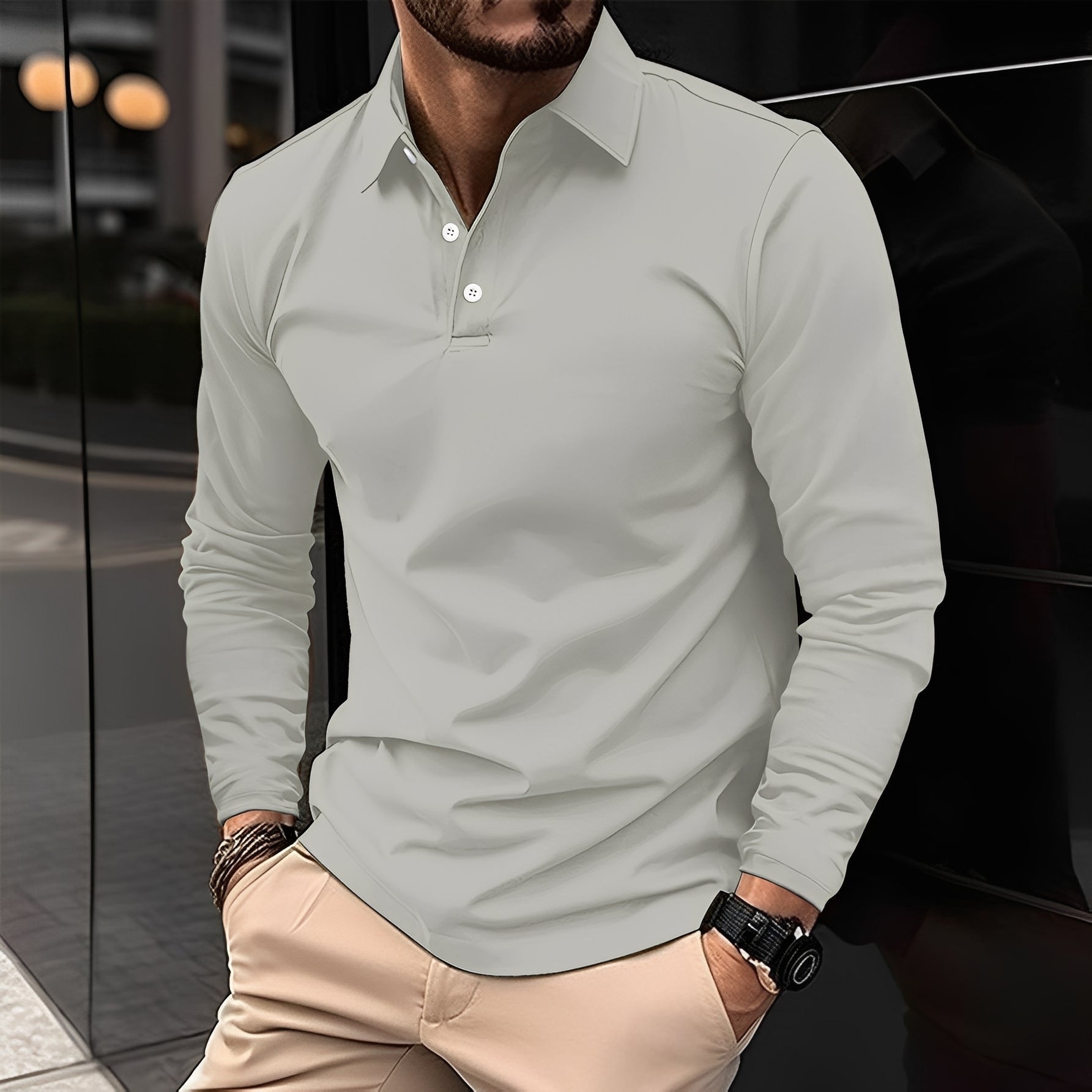 Deacon - Komfortables Langarm-Poloshirt