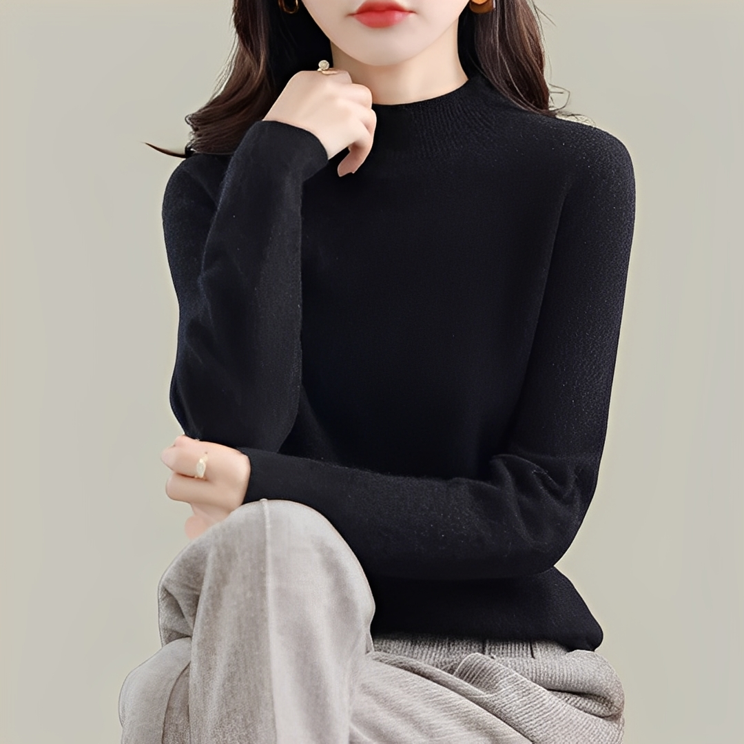 Martine - Wool Slim Fit Sweater with High Collar for Women