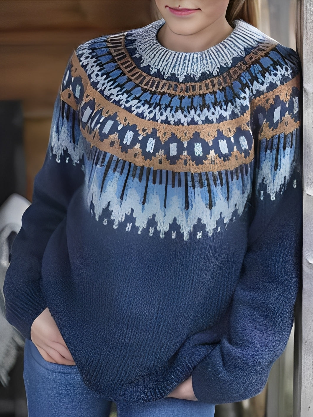 Lorine - Comfortable women's sweater with stylish pattern