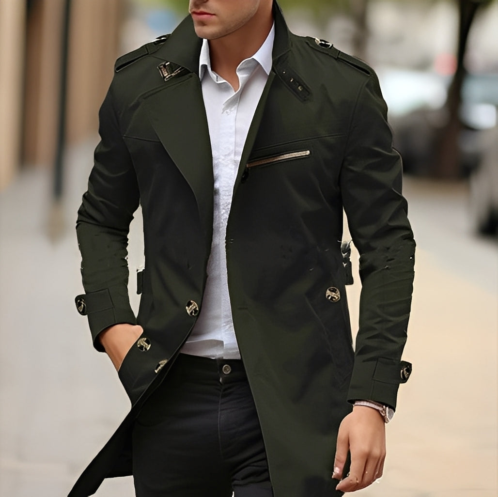 Kendrick - Stylish men's trench coat with lapel collar