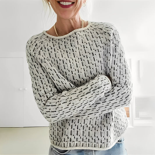 Lucrèce - Wide cut knit sweater with boat neckline for women