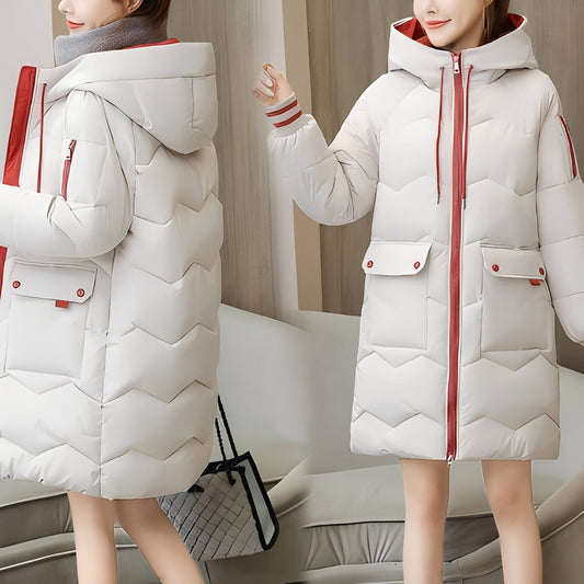 Catherine - Modern long down jacket with hood for women