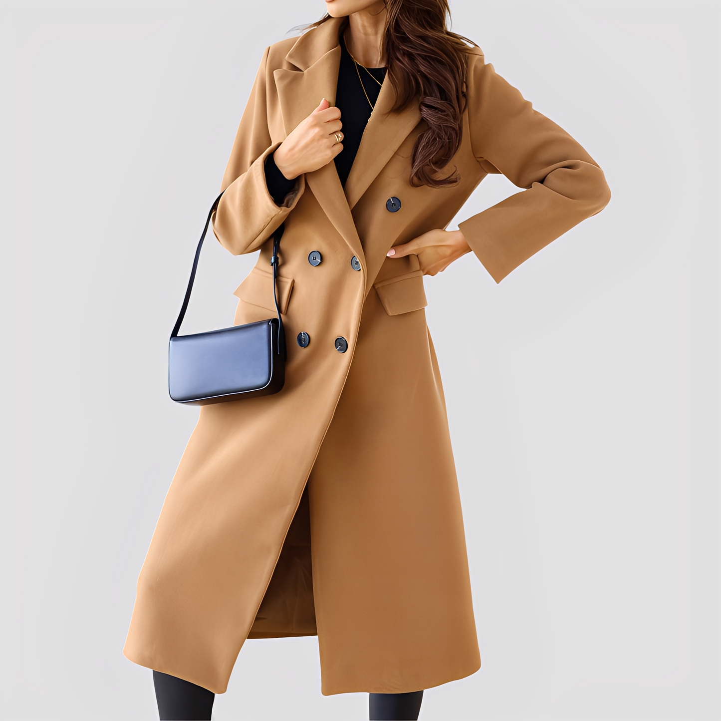 Jasmin - Stylish women's coat with double button placket