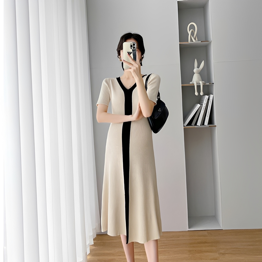 Jeanet - Stilvolles Midikleid mit V-Ausschnitt