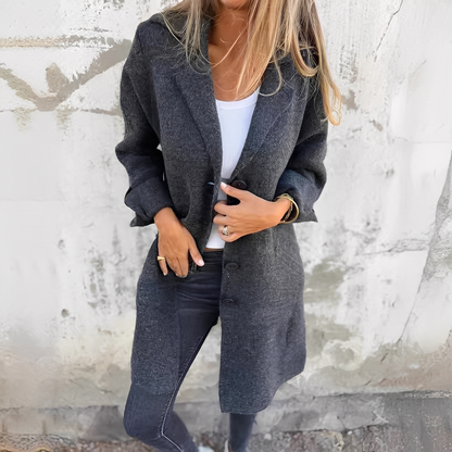 Odile - Long, casual women's coat with lapels