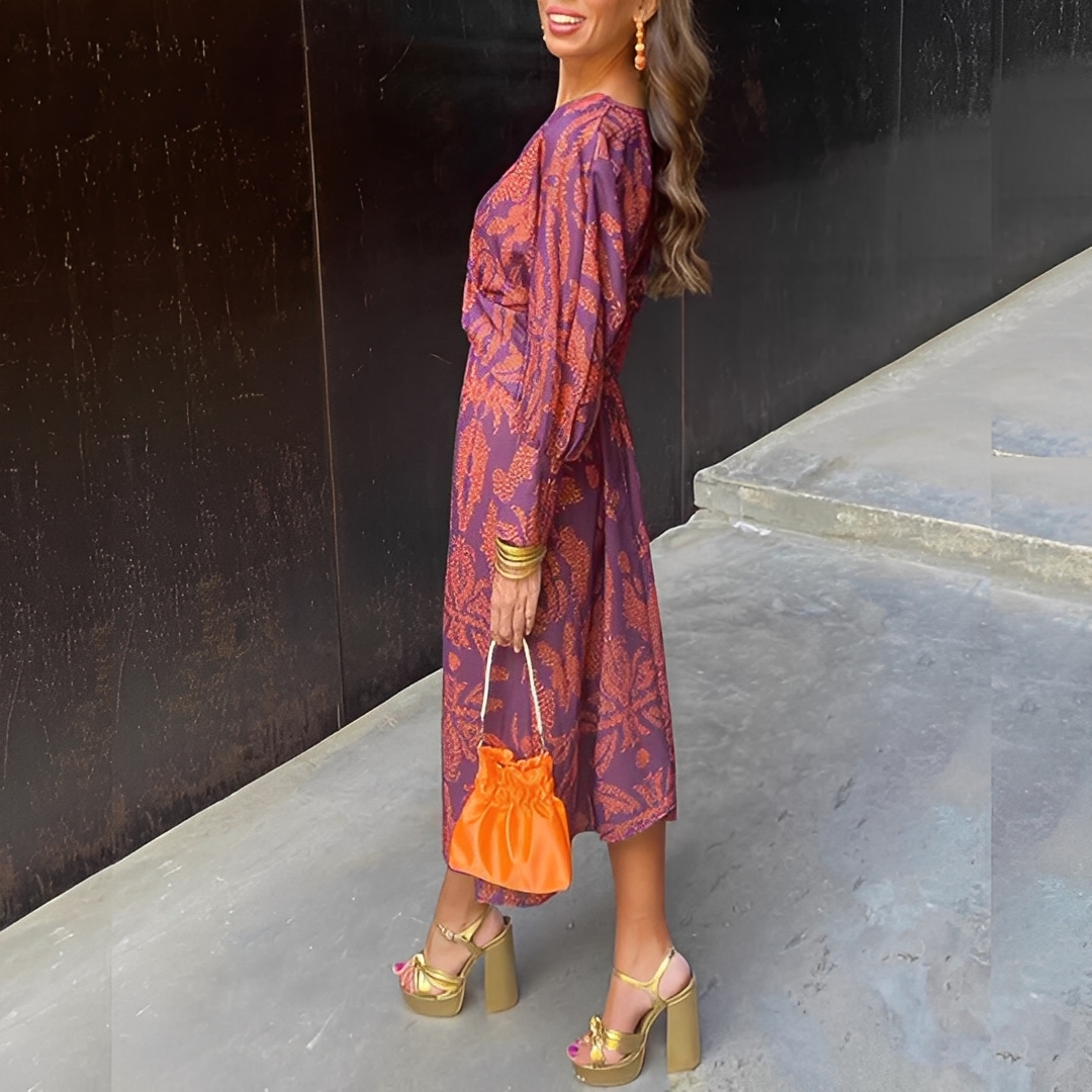 Louna - Women's V-neck Dress in Elegant Style