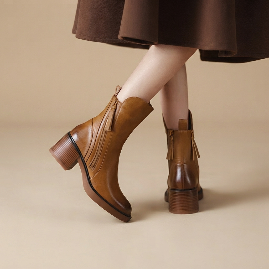 Jadonna - Modische Stiefeletten mit Absatz und Reißverschluss