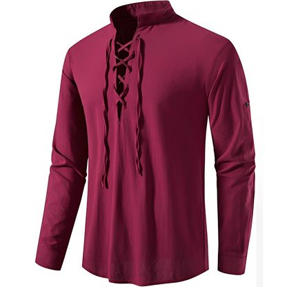 Josué - Stylish men's shirt with V-neck and lace