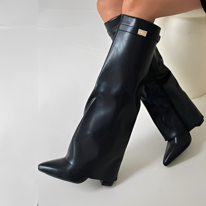 Linette - leather boots with buckle for women