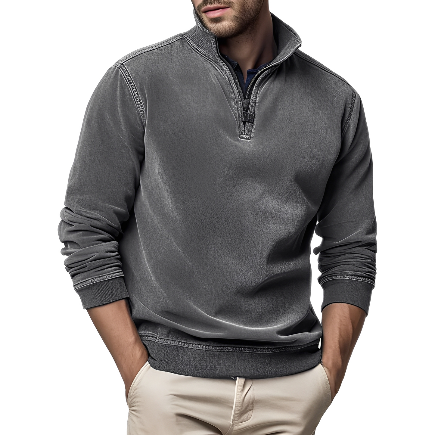 Dunstan - Eleganter Herrenpullover aus gewaschenem Fleece