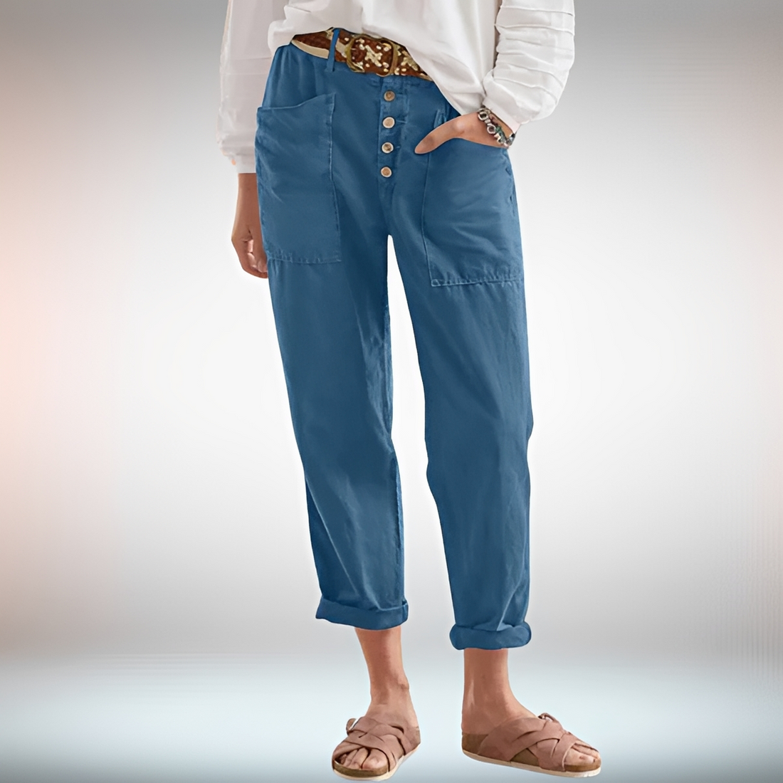 Rhonwen - Elegante, locker geschnittene Hose mit Knopfdetails