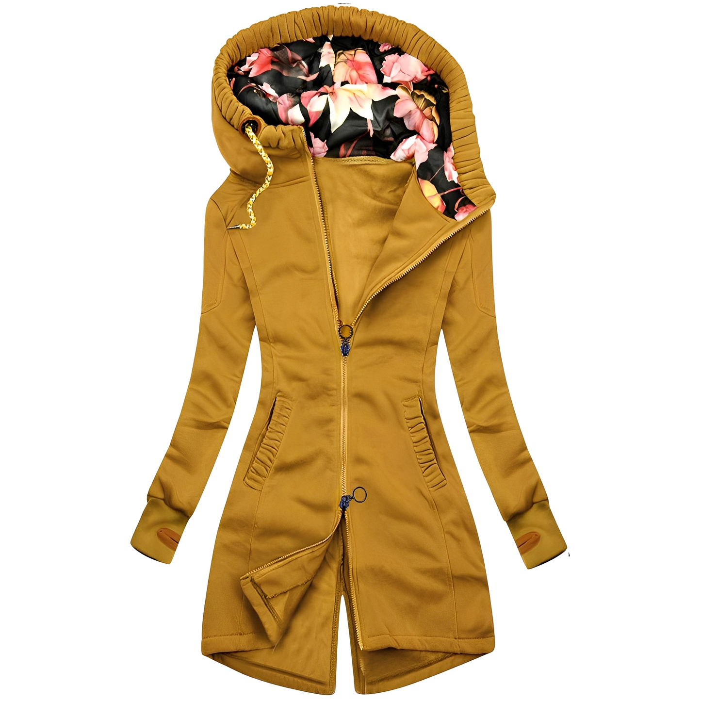 Marie - Fashionable women's hooded jacket with floral pattern