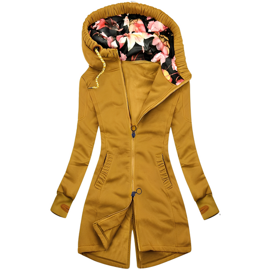 Marie - Fashionable women's hooded jacket with floral pattern