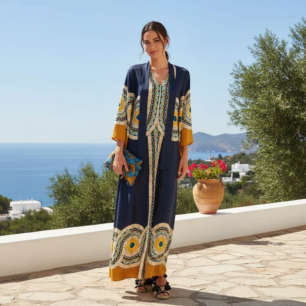 Kymbrea - Elegantes Weitgeschnittenes Maxi-Kleid
