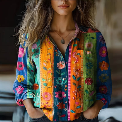 Roselyne - Loose women's blouse with stylish pattern