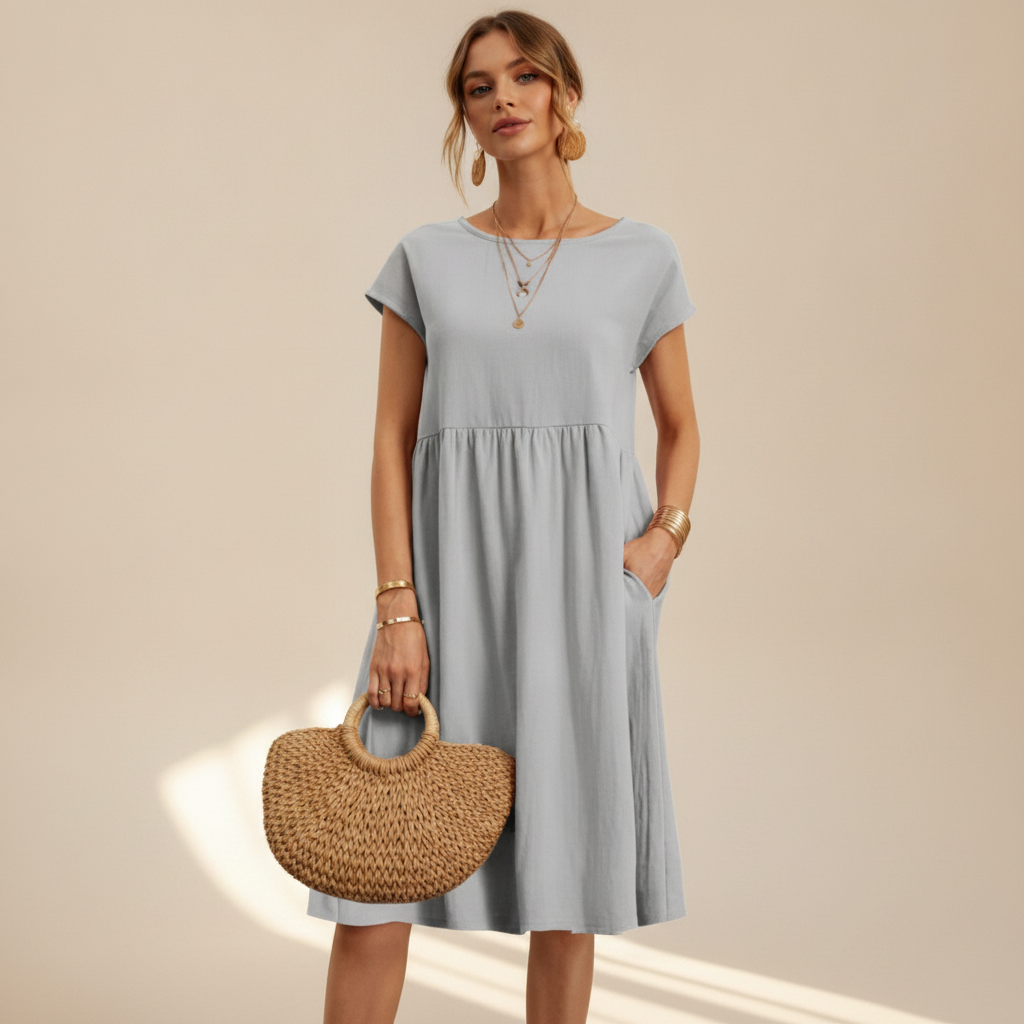 Nubia - Stilvolles Midikleid mit Rundhalsausschnitt