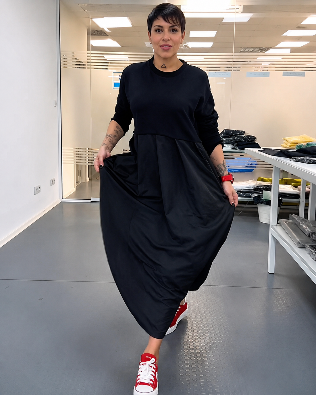 Imelda - Weit geschnittenes Kleid mit rundem Ausschnitt