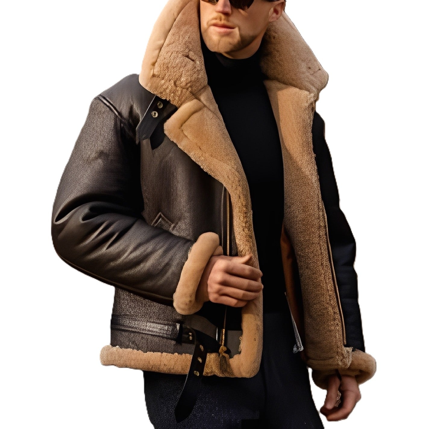 Jeffrey - Stilvolle Herren-Lederjacke mit warmem Sherpa-Futter