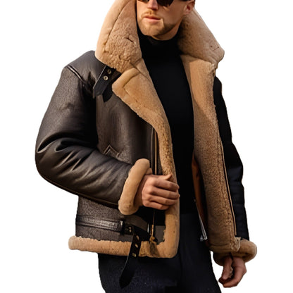 Jeffrey - Stilvolle Herren-Lederjacke mit warmem Sherpa-Futter