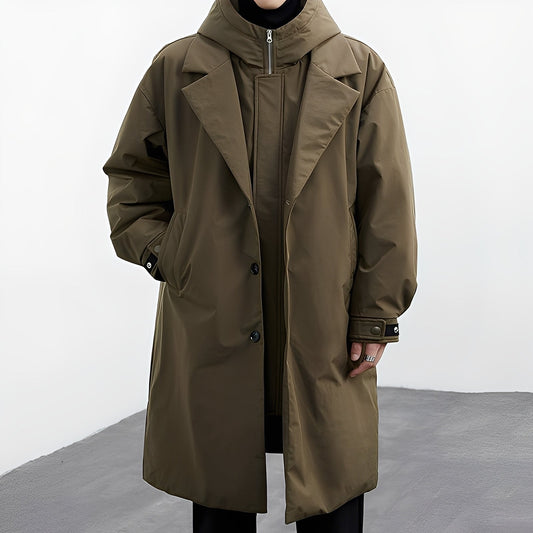 Jordon - long, versatile men's coat with hood