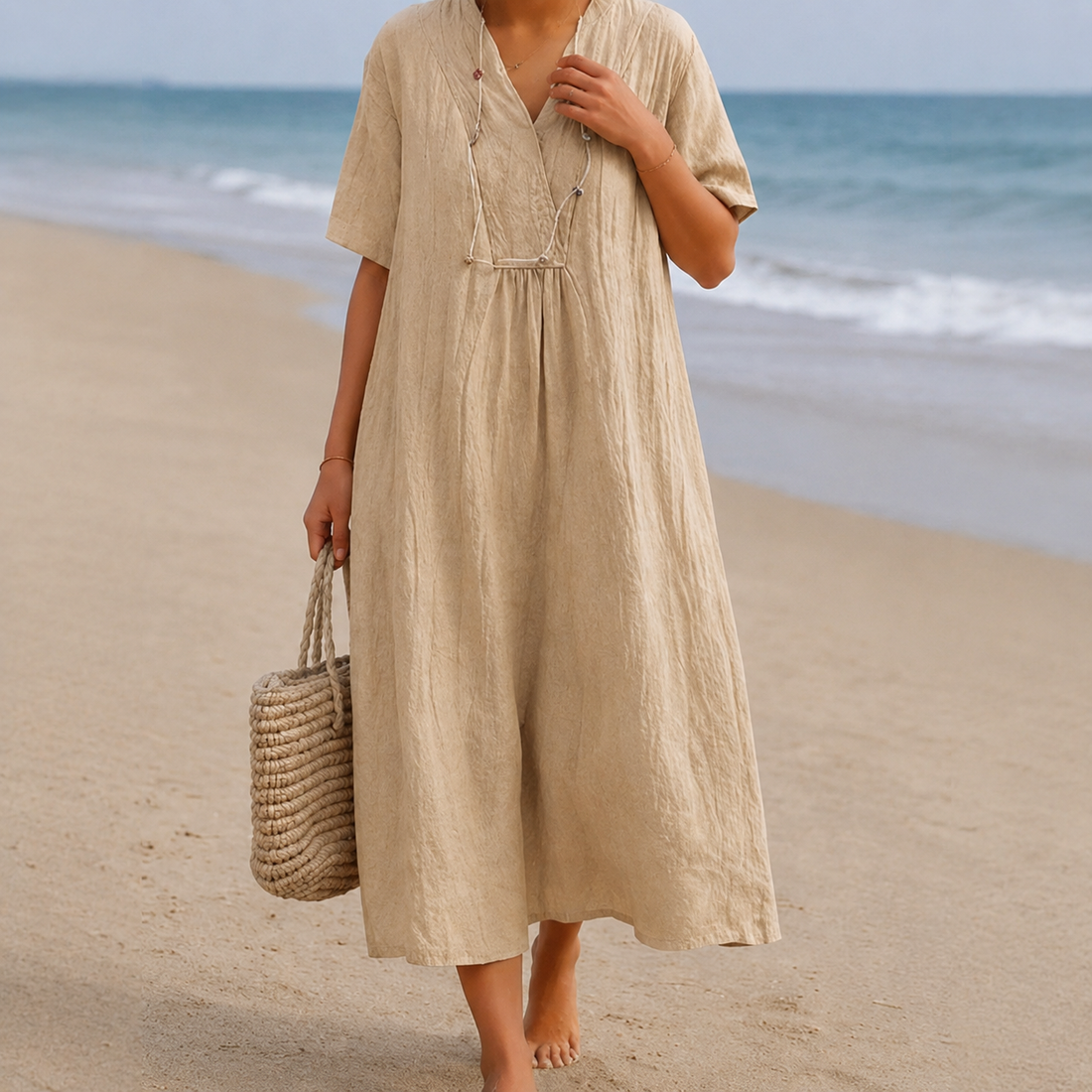 Kendra - Bequemes Kleid mit V-Ausschnitt