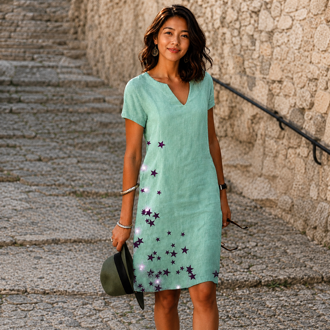 Josette - Lässiges Midikleid mit V-Ausschnitt