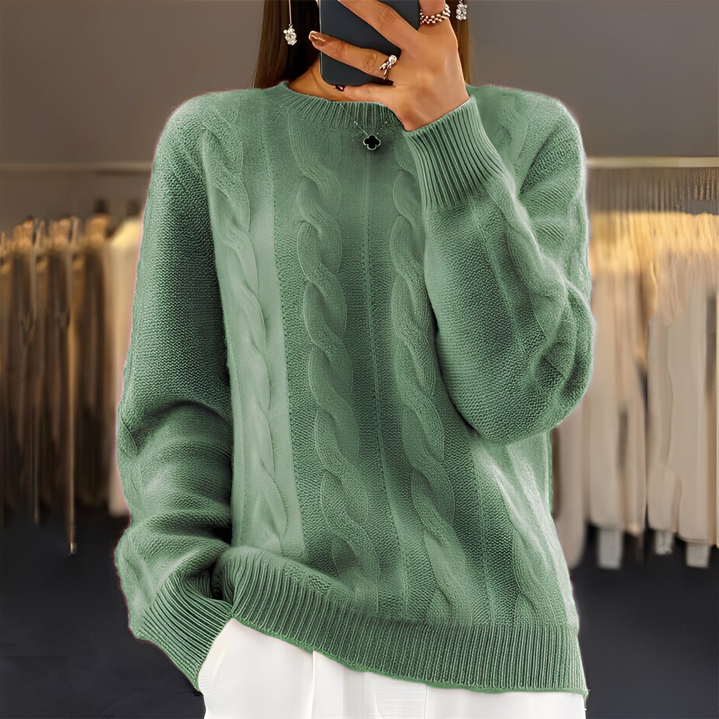 Theresa - Comfortable classic women's wool sweater