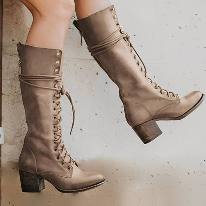 Ludivine - women's lace-up boots with block heel