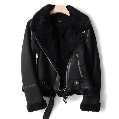 Marianne - Fashionable women's suede jacket with belt