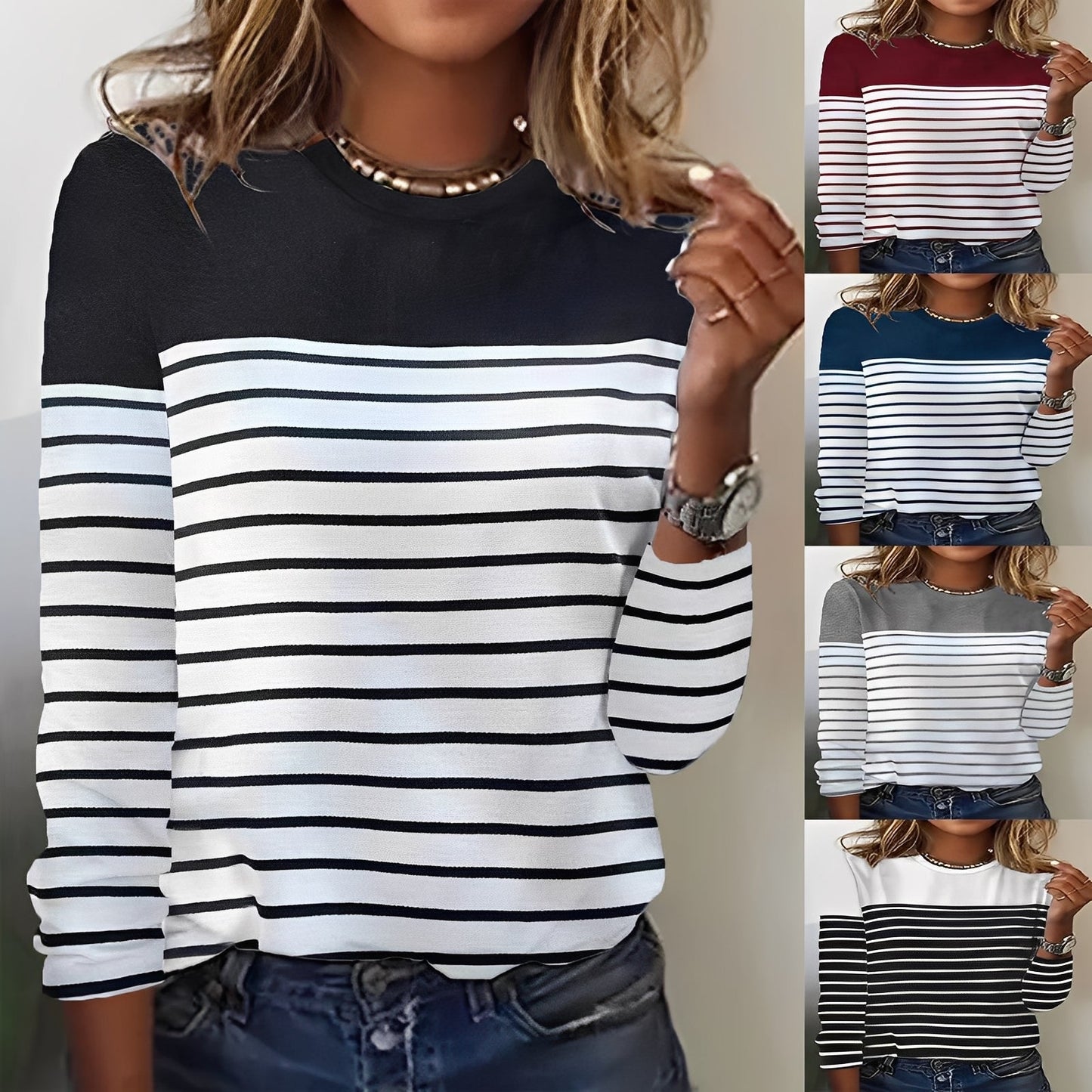 Eunice - Warmer striped women's sweater