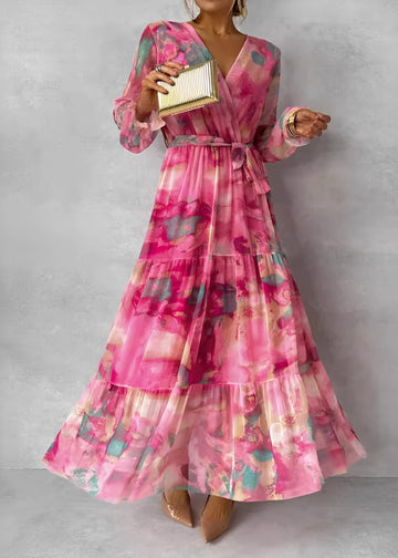 Melissa - Maxikleid für Damen mit langen Ärmeln und Blumenmuster
