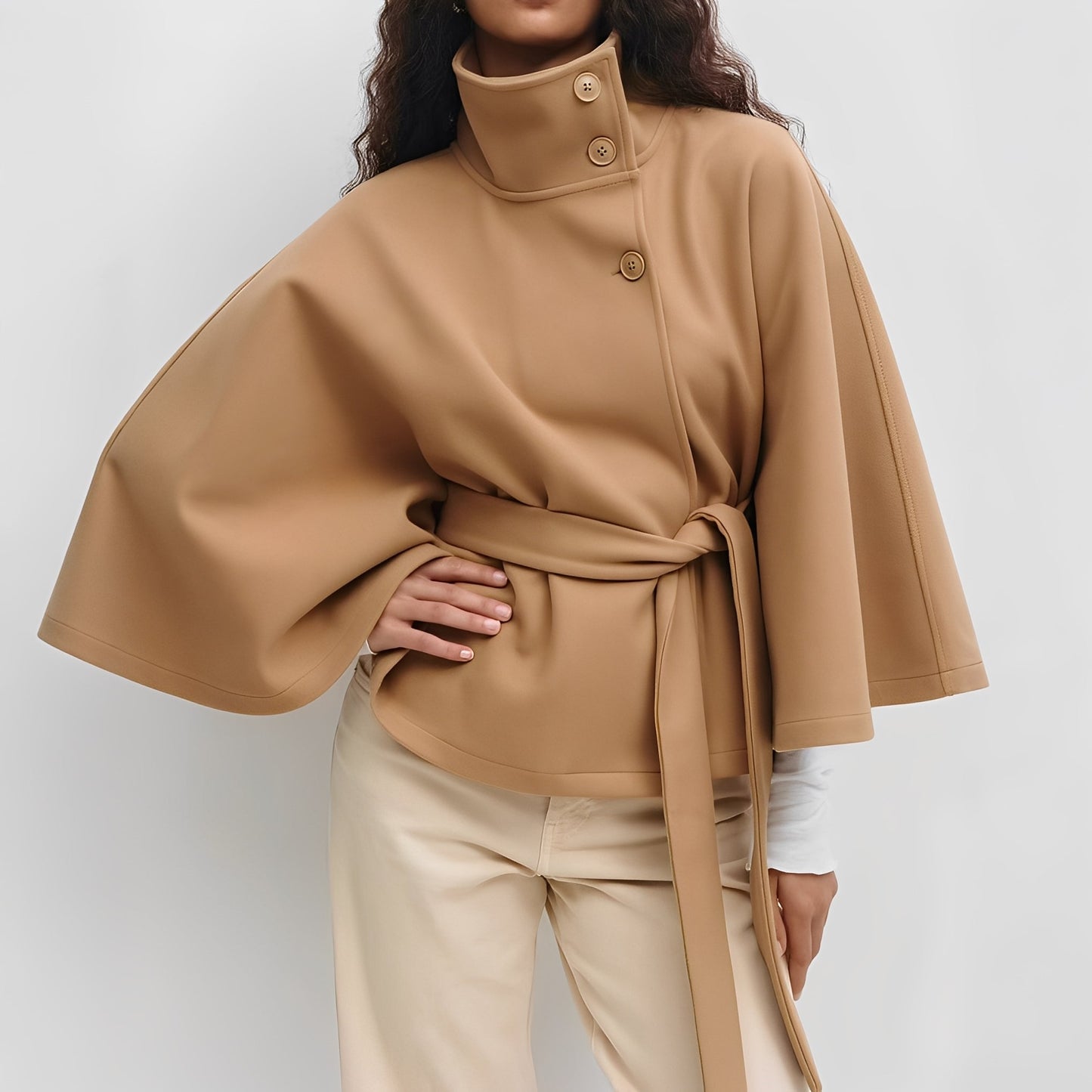 Carine - women's wrap jacket with high collar