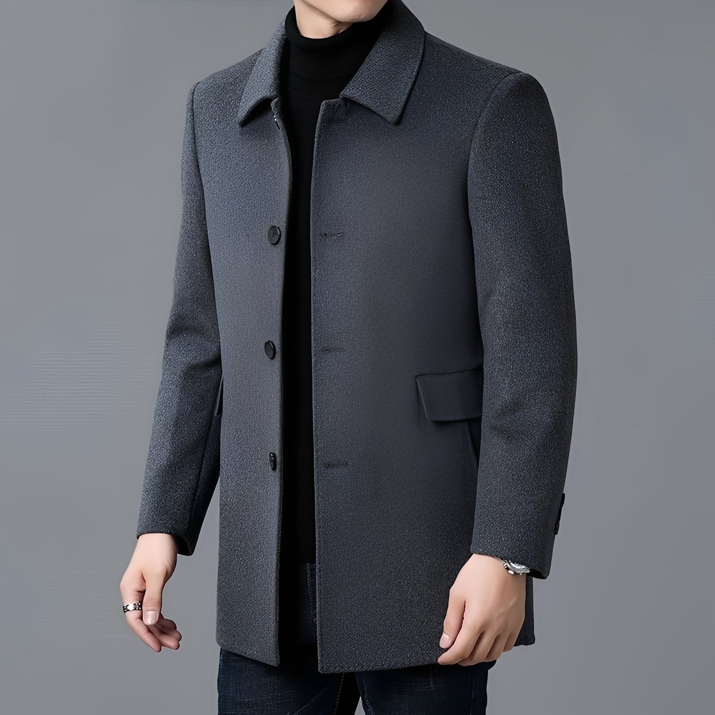 Jerry - Formeller einreihiger Wollmantel für Herren