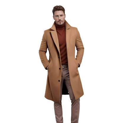 Evans - Elegant wool coat in mid-length for men