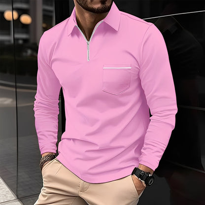 Florent - long-sleeve polo for men with zipper