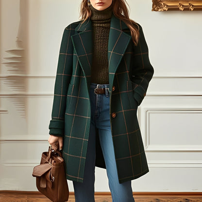 Moriah - Classic women's tweed coat with check pattern