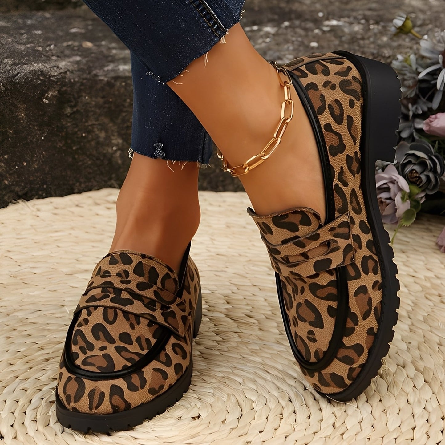 Camélia - Stylish women's shoes with leopard pattern